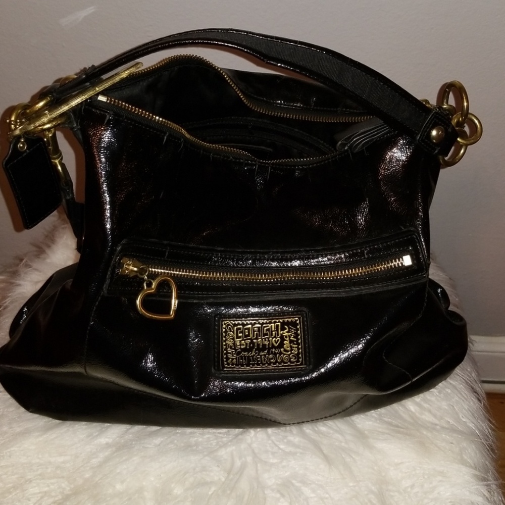 Coach Black Patent Leather Shoulder Bag